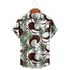 Men's Coconut Palm Tree Tropical Hawaiian Short Sleeve Shirt