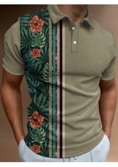 Beautiful Tropical Floral Contrast Polo Shirt