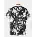 TROPICAL PALMS BLACK AND WHITE PRINT Polo Shirt