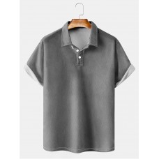 Men's Basic Solid Lapel Short Sleeve Polo Shirt